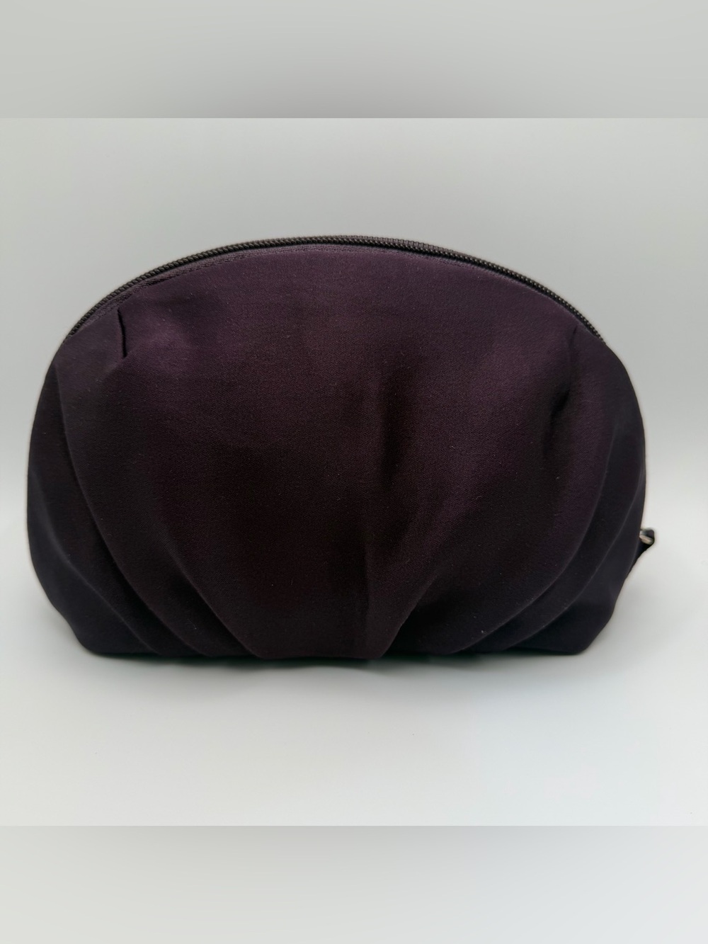 Lancome Plum Curved Satin Zip Pouch